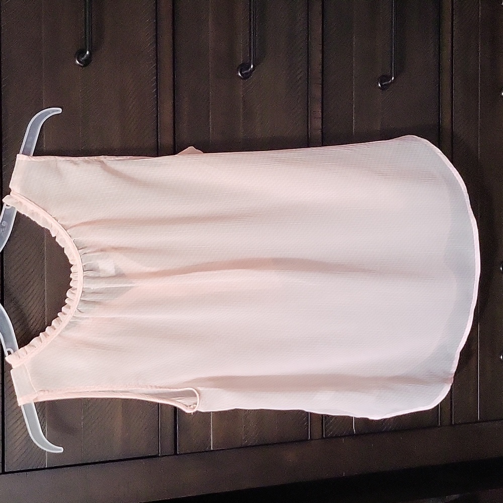 EUC Pink and White Sheer Sleeveless Top - Picture 2 of 6